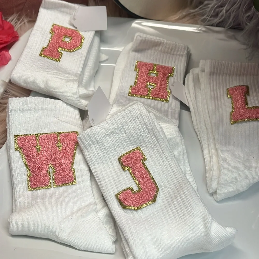 🎀GIRLS VARSITY LETTER SOCKS - Picture 2 of 5